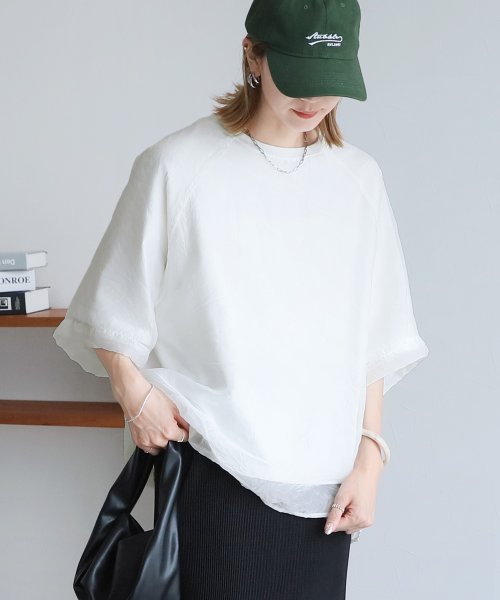 オーガンジー重ねラグラン半袖Tシャツ(day252630) 人気・おすすめ｜使いやすい・旅行におすすめ 品質保証 全国発送 正規品・日本国内発送・安心保証付き