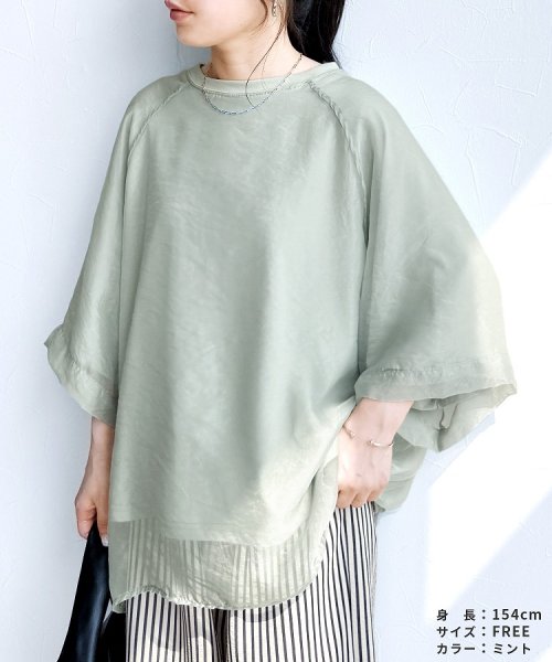 オーガンジー重ねラグラン半袖Tシャツ(day252630) 人気・おすすめ｜使いやすい・旅行におすすめ 品質保証 全国発送 正規品・日本国内発送・安心保証付き
