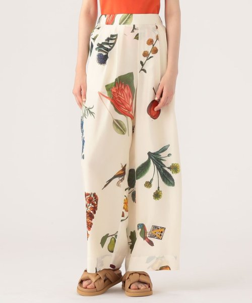 CABaN BIRD SINGING シルク 2タックワイドパンツ 