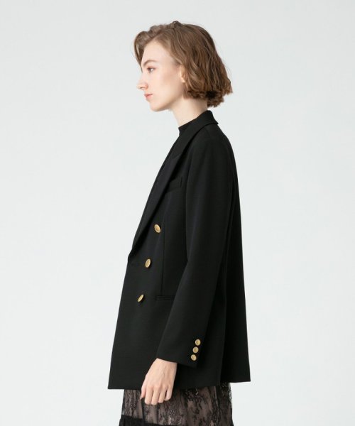 【LOULOU WILLOUGHBY】ギャバジンテーラードジャケット LOULOU WILLOUGHBY WILLOUGHBY店舗とオンラインショップ限定販売になります フィッティングモデル 詳細画像 172cm B82 W66 H92　着用サイズ：02