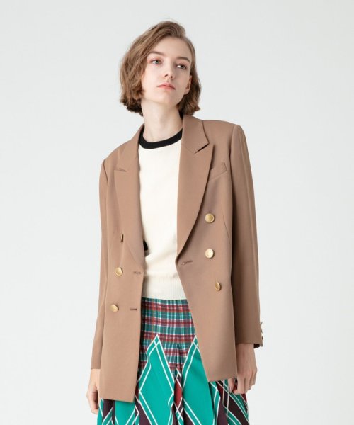 【LOULOU WILLOUGHBY】ギャバジンテーラードジャケット LOULOU WILLOUGHBY WILLOUGHBY店舗とオンラインショップ限定販売になります フィッティングモデル 詳細画像 172cm B82 W66 H92　着用サイズ：02