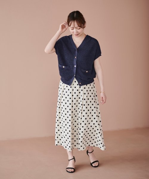 セール】《手洗い可能》ドットフロントタックロングスカート(505943905 