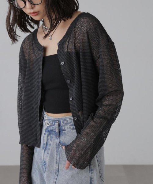 前後2wayシアーボーダーカットソーカーディガン 人気・おすすめ｜使いやすい・旅行におすすめ 品質保証 全国発送 在庫限り
