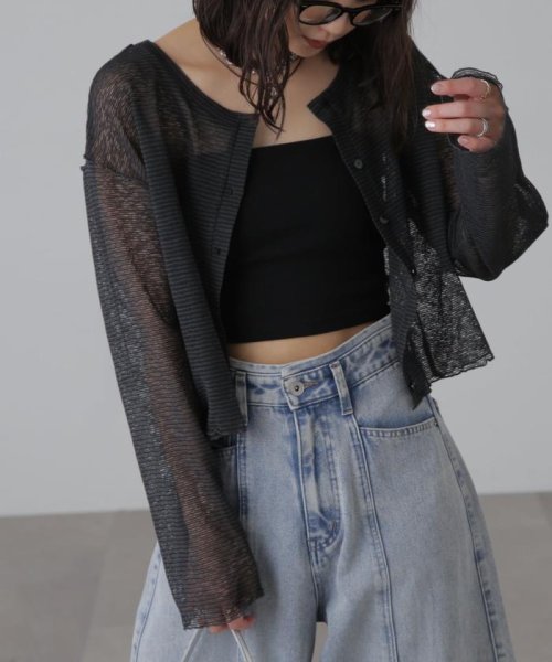 前後2wayシアーボーダーカットソーカーディガン 人気・おすすめ｜使いやすい・旅行におすすめ 品質保証 全国発送 在庫限り