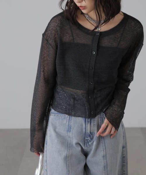 前後2wayシアーボーダーカットソーカーディガン 人気・おすすめ｜使いやすい・旅行におすすめ 品質保証 全国発送 在庫限り