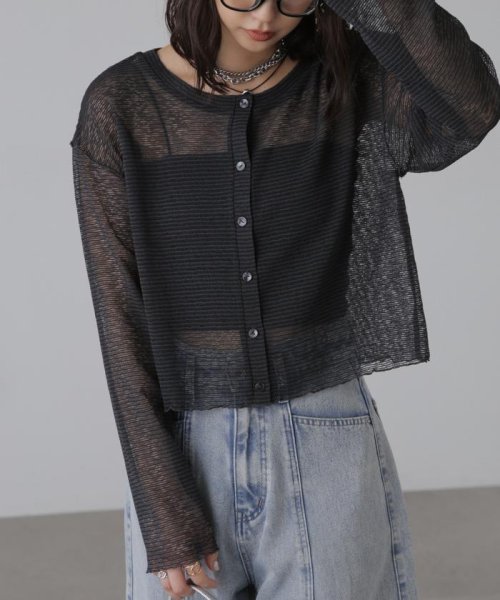 前後2wayシアーボーダーカットソーカーディガン 人気・おすすめ｜使いやすい・旅行におすすめ 品質保証 全国発送 在庫限り