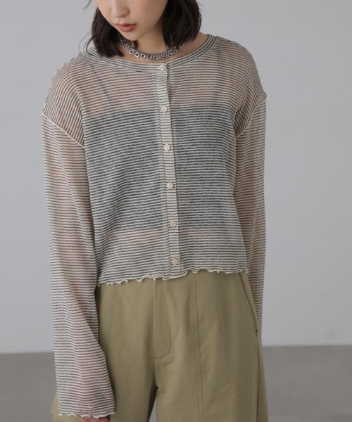 前後2wayシアーボーダーカットソーカーディガン 人気・おすすめ｜使いやすい・旅行におすすめ 品質保証 全国発送 在庫限り