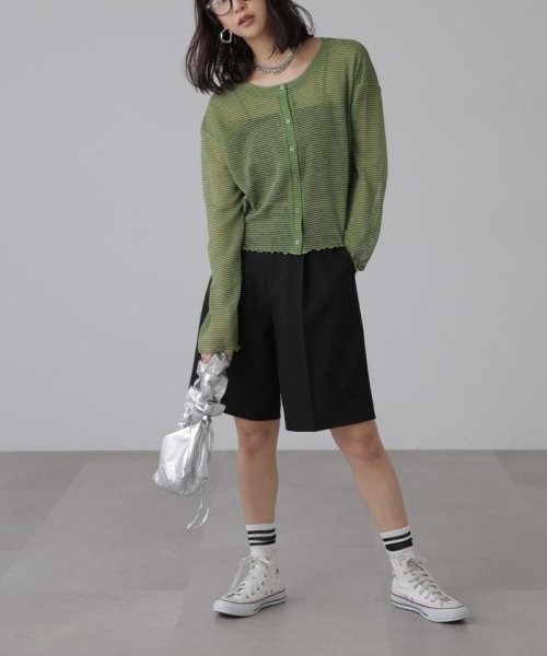 前後2wayシアーボーダーカットソーカーディガン 人気・おすすめ｜使いやすい・旅行におすすめ 品質保証 全国発送 在庫限り
