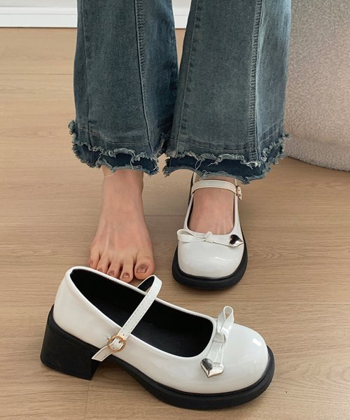 Nia(ニア)/メリージェーン　メタルハートリボンローファー 人気・おすすめ｜使いやすい・旅行におすすめ 品質保証 全国発送 日本国内発送・最短翌日お届け