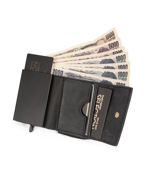 (CACT'A)(カクタ)/カクタ 三つ折り財布 ミニ財布 ミニウォレット メンズ レディース ブランド レザー 本革 スキミング防止 小さい財布 CACTA 2042/img05