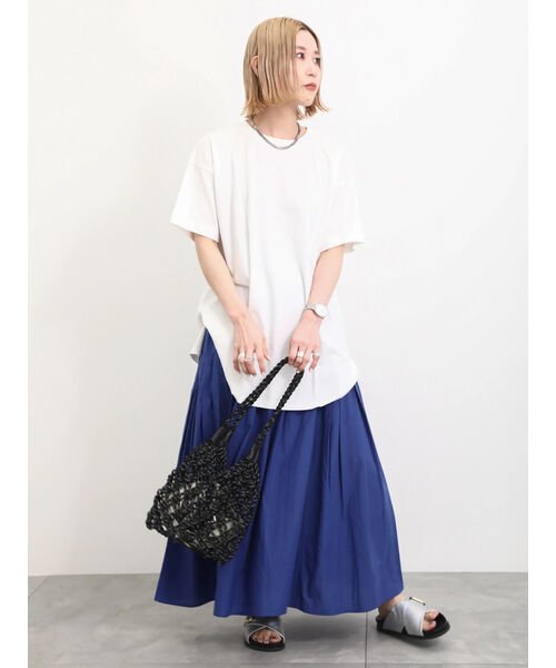 Samansa Mos2 blue(サマンサモスモス ブルー)/【Made in India】コットンビスコースギャザースカート/img16
