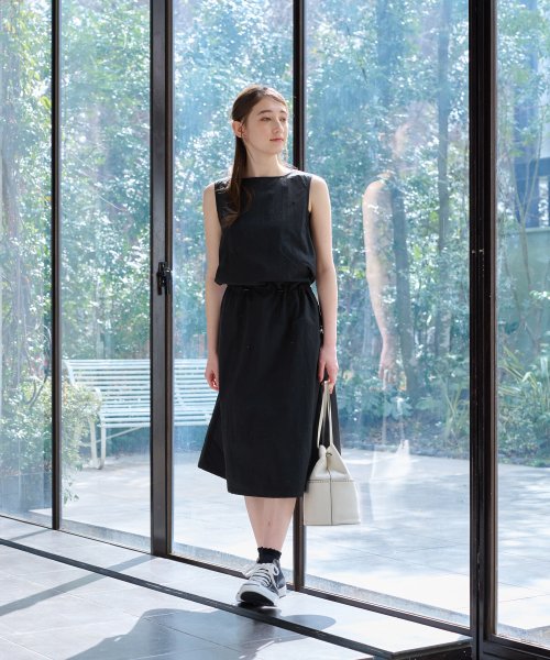 【撥水 洗える】ウエストドロストジャンパースカート 