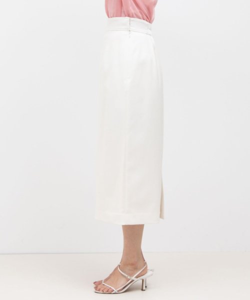 《セットアップ対応》ウォッシャブル麻調タイトミディスカート 