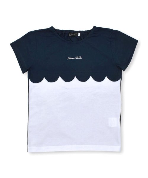 BeBe(ベベ)/スカラップ切り替えバイカラー半袖天竺Tシャツ(90~150cm)/img04