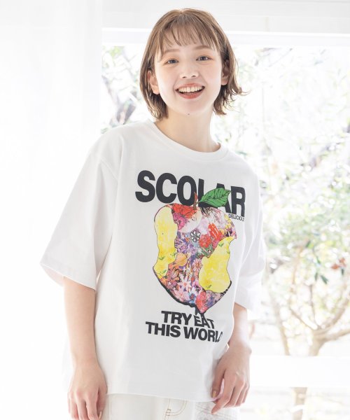 ScoLar(スカラー)/宇宙を秘めた花柄リンゴTシャツ/img03