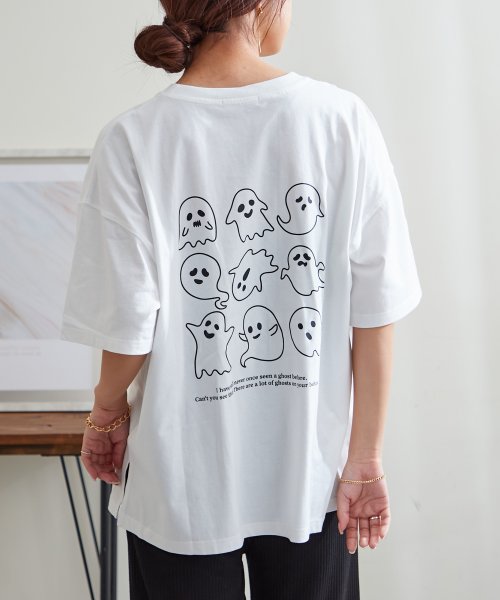 NICE CLAUP OUTLET(ナイスクラップ　アウトレット)/オバケプリント刺繍Tシャツ/img13