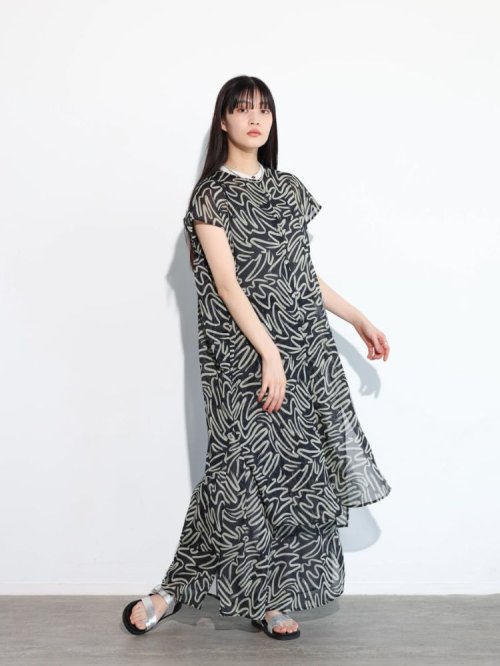 ウェーブペイントシアーワンピース 
