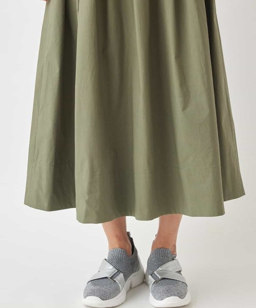 タイプライターフレアスカート /洗濯機で洗える カワイイ/異素材重なるデザインのアーバンロングスカート KUE1865263655(14300円)