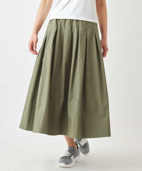 タイプライターフレアスカート /洗濯機で洗える カワイイ/異素材重なるデザインのアーバンロングスカート KUE1865263655(14300円)