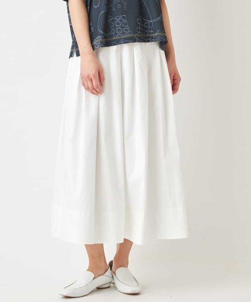 タイプライターフレアスカート /洗濯機で洗える カワイイ/異素材重なるデザインのアーバンロングスカート KUE1865263655(14300円)