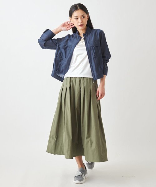 タイプライターフレアスカート /洗濯機で洗える カワイイ/異素材重なるデザインのアーバンロングスカート KUE1865263655(14300円)