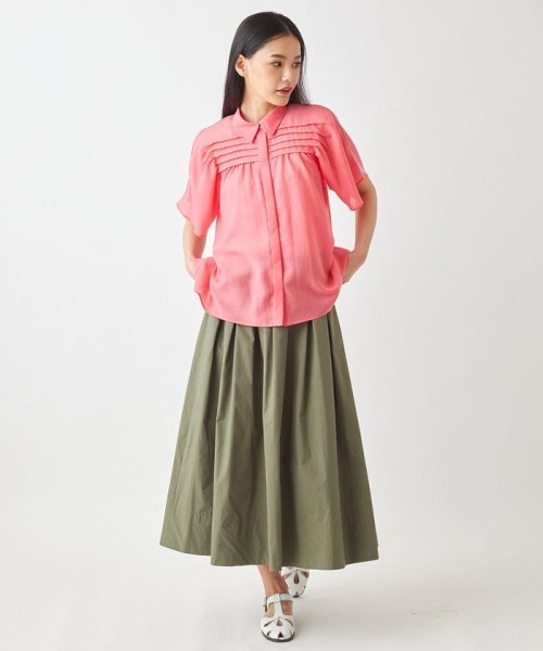 タイプライターフレアスカート /洗濯機で洗える カワイイ/異素材重なるデザインのアーバンロングスカート KUE1865263655(14300円)