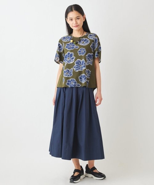 タイプライターフレアスカート /洗濯機で洗える カワイイ/異素材重なるデザインのアーバンロングスカート KUE1865263655(14300円)