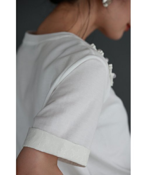 CAWAII(カワイイ)/刺繍袖のチャイナボタンTシャツトップス/img02
