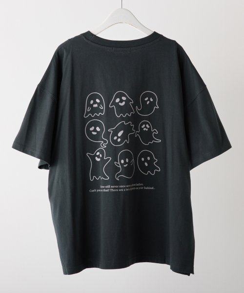 NICE CLAUP OUTLET(ナイスクラップ　アウトレット)/オバケプリント刺繍Tシャツ/img01