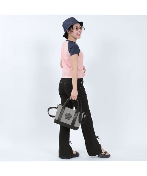 スクエアデイジーパッチ 2WAYミニトート ブラック