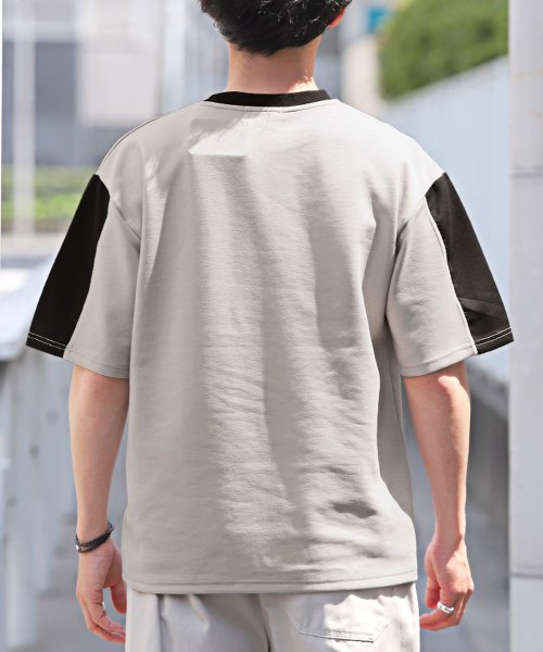 LUXSTYLE(ラグスタイル)/袖切り替え半袖Tシャツ/Tシャツ 半袖 トップス メンズ レディース 春 夏 サマー ビッグシルエット/img01
