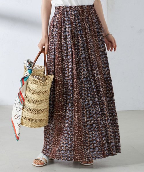 【SHIPS別注】UHURU:〈手洗い可能〉プリント ロング ギャザー スカート UHURU ラメ糸
