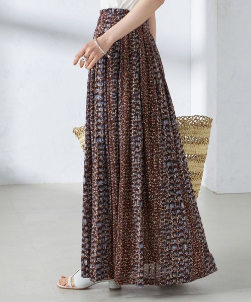 【SHIPS別注】UHURU:〈手洗い可能〉プリント ロング ギャザー スカート UHURU ラメ糸