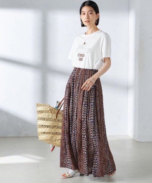 【SHIPS別注】UHURU:〈手洗い可能〉プリント ロング ギャザー スカート UHURU ラメ糸