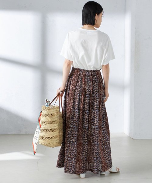 【SHIPS別注】UHURU:〈手洗い可能〉プリント ロング ギャザー スカート UHURU ラメ糸