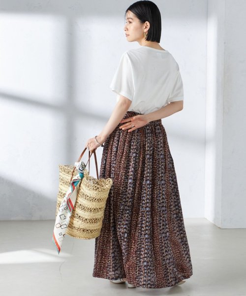 【SHIPS別注】UHURU:〈手洗い可能〉プリント ロング ギャザー スカート UHURU ラメ糸