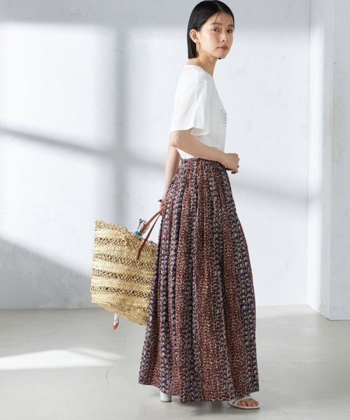 【SHIPS別注】UHURU:〈手洗い可能〉プリント ロング ギャザー スカート UHURU ラメ糸