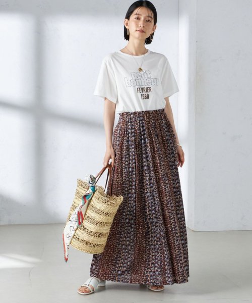 【SHIPS別注】UHURU:〈手洗い可能〉プリント ロング ギャザー スカート UHURU ラメ糸