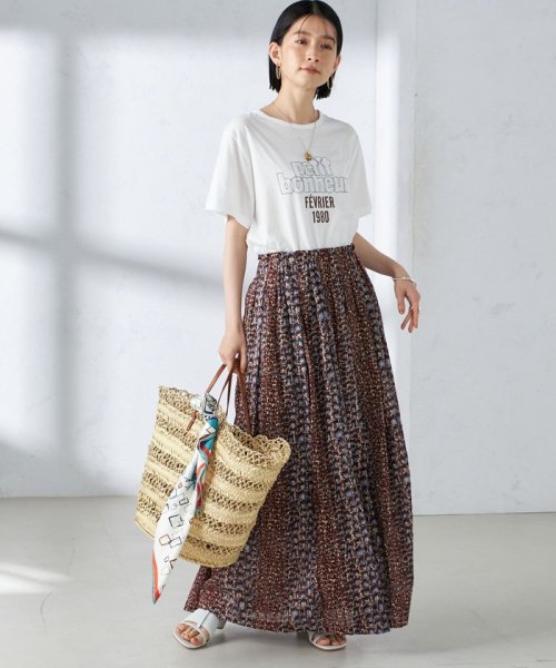 【SHIPS別注】UHURU:〈手洗い可能〉プリント ロング ギャザー スカート UHURU ラメ糸