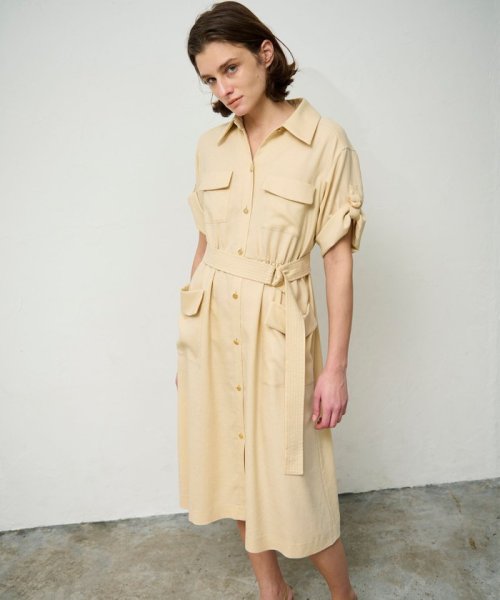 リネンタッチサファリドレス 