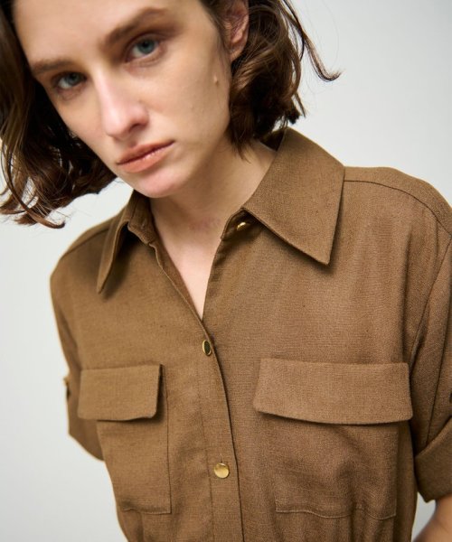 リネンタッチサファリドレス 