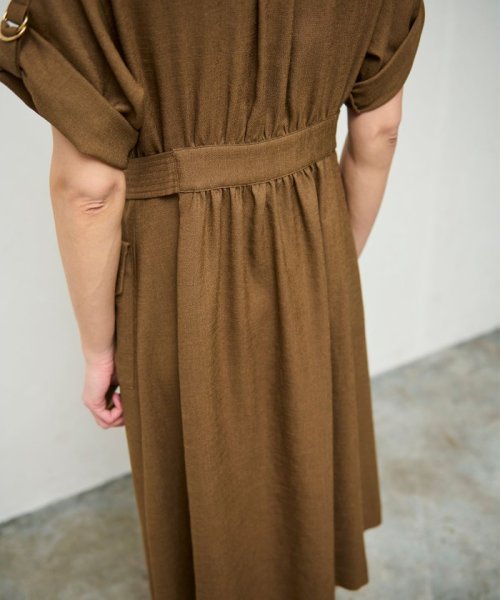 リネンタッチサファリドレス 