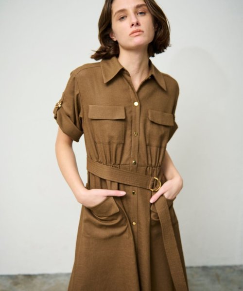 リネンタッチサファリドレス 