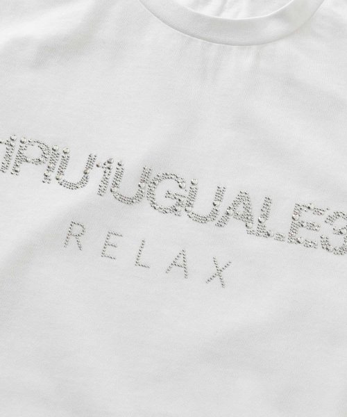 1PIU1UGUALE3 RELAX(1PIU1UGUALE3 RELAX)/1PIU1UGUALE3 RELAX(ウノピゥウノウグァーレトレ リラックス)ランダムラインストーンロゴ半袖Tシャツ/img17