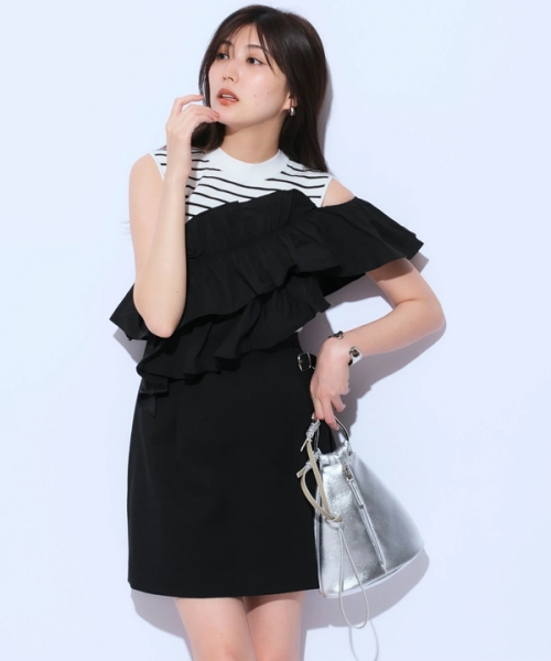 Mystrada フレンチアシメフリルニット（フレンチアシメフリル