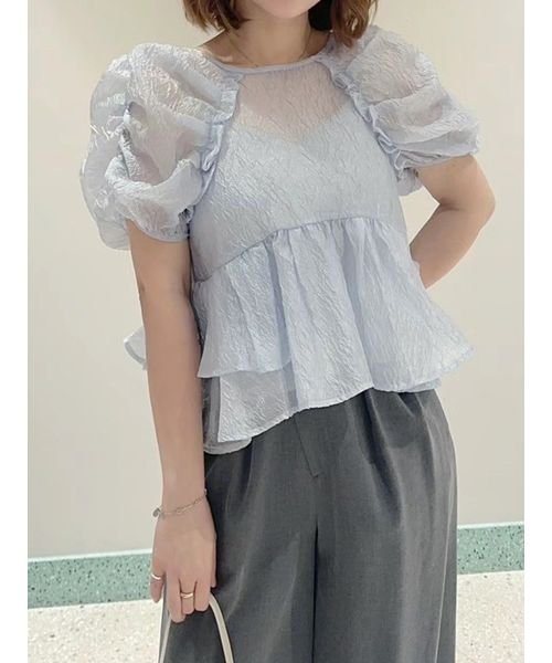 ペプラムチュニックブラウス 予めご了承ください