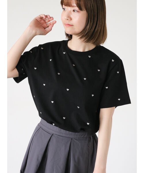 Lugnoncure(ルノンキュール)/【接触冷感】ハート刺繍Tシャツ/img03