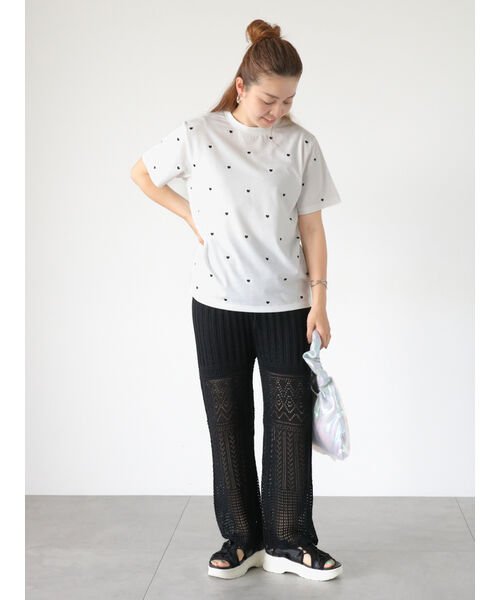 Lugnoncure(ルノンキュール)/【接触冷感】ハート刺繍Tシャツ/img05