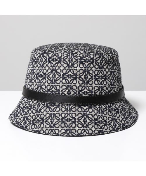 IZU✨ LOEWE バケットハット 帽子 レザーパッチ 黒 57 デニム ハート