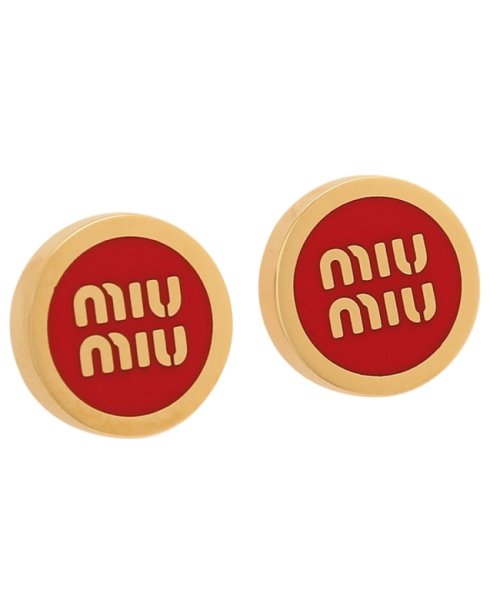 MIUMIU(ミュウミュウ)/ミュウミュウ ピアス エナメルメタルピアス ロゴ レッド ゴールド レディース MIU MIU 5JO912 2F6T F0011/img01